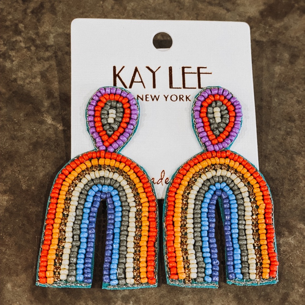 Beaded Rainbow Earrings